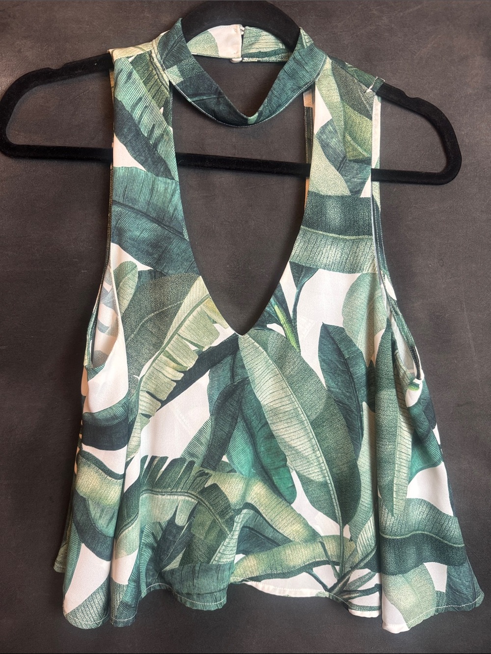 Show Me Your Mumu Tropical Palm Leaf Green Halter Neck Flare Tank Top Small